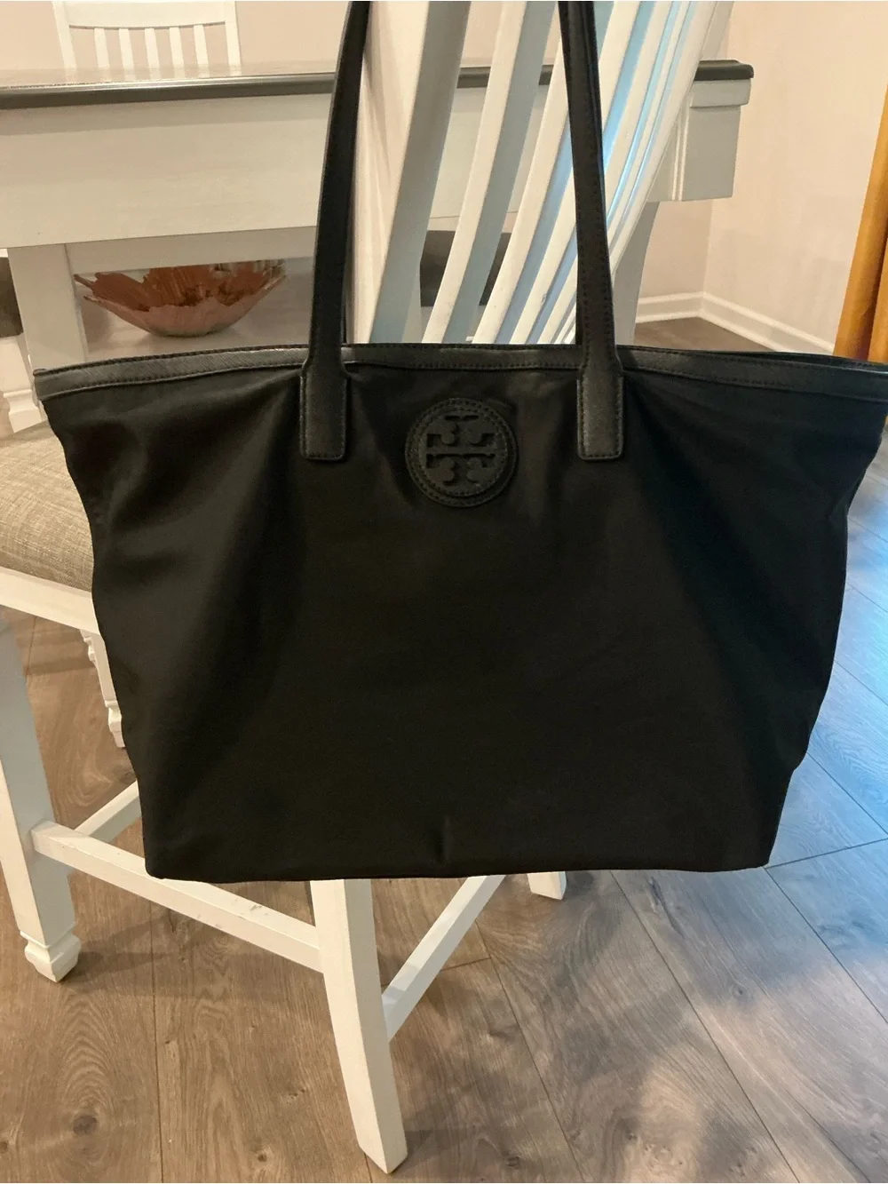 Tory Burch Black Nylon Ella Logo Tote